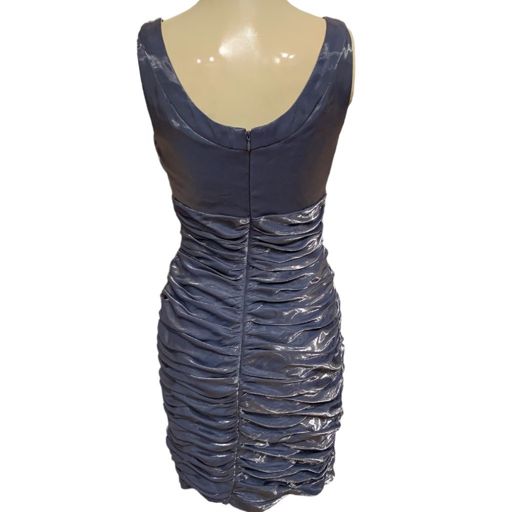 Cachet Rhinestone Neckline Ruched Metallic Bodycon Dress - Picture 4 of 7